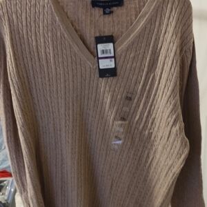 Tommy Hilfiger Tan V-Neck Sweater
